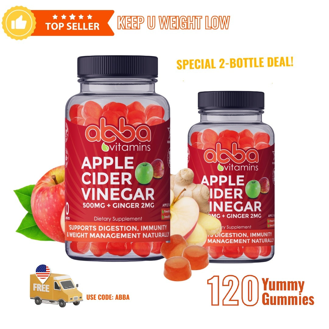 Combo Apple Cider Vinegar & Ginger gummies Free Shipping Code ABBA