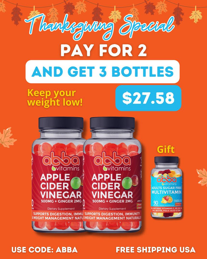 Thanksgiving Special Apple Cider Vinegar & Ginger gummies Free Shipping Code ABBA