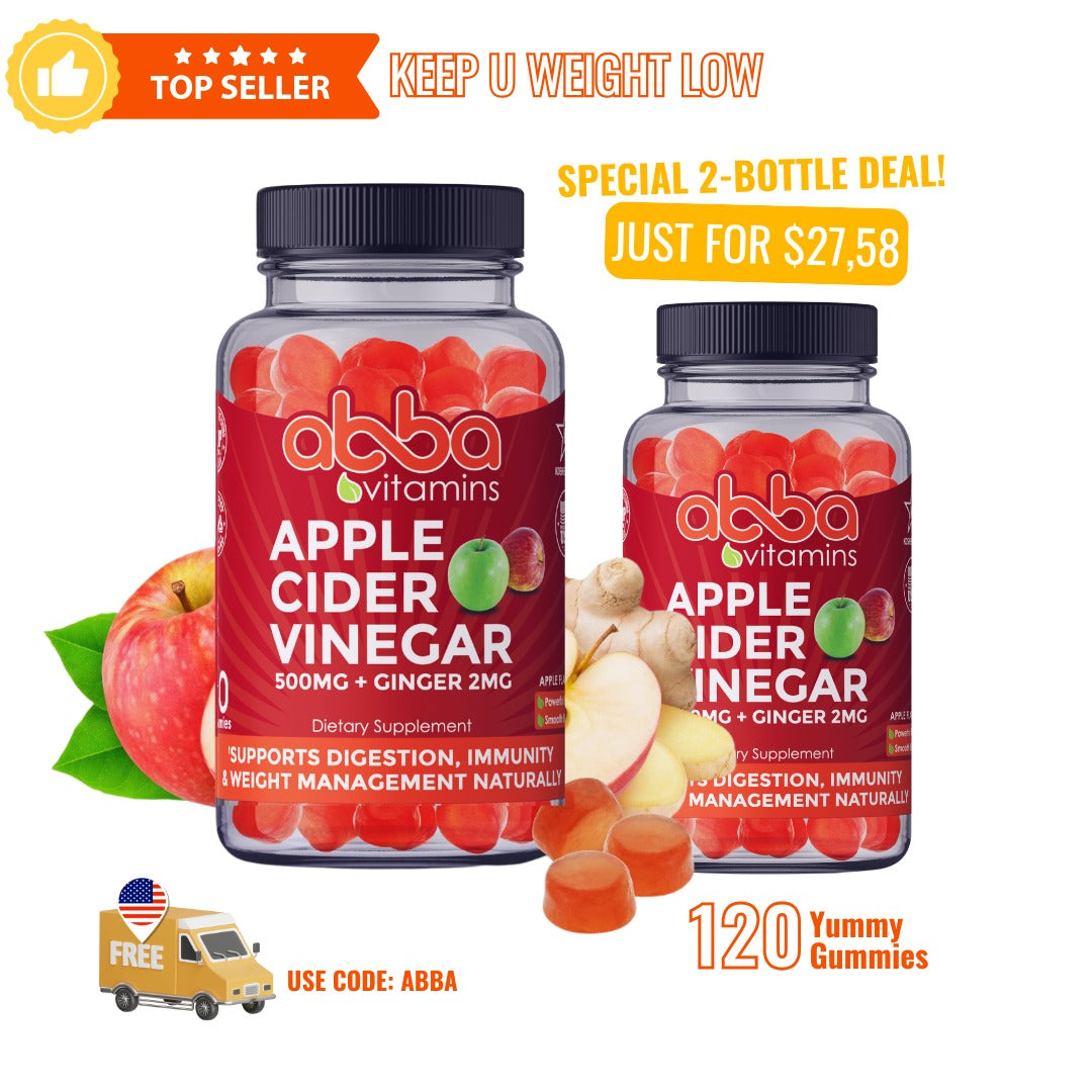 Combo Apple Cider Vinegar & Ginger gummies Free Shipping Code ABBA